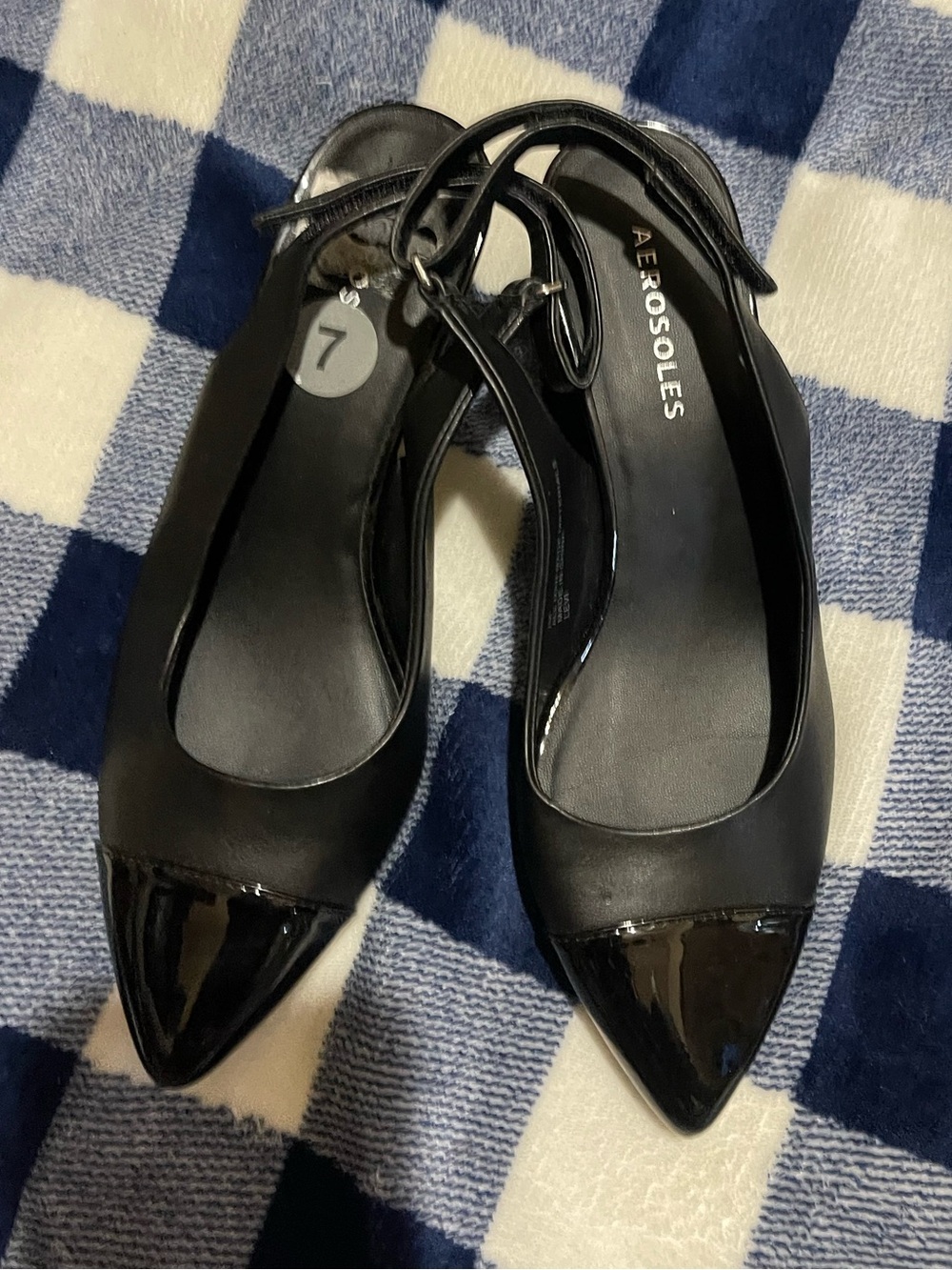 Aerosoles Black Pointed Toe Slingback Heels Size 7